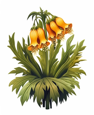 Isometric Sticker Clip Art of Fritillaria imperialis, the crown imperial, imperial fritillary, one stem