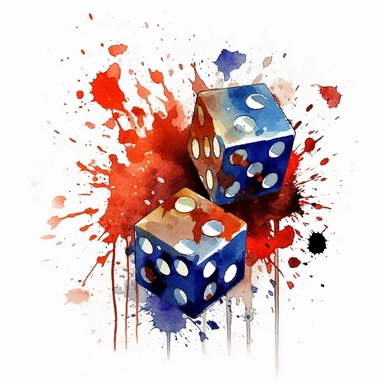 watercolour dice painting american flag, in the style of digital mixed media, splatter paintings, full body, tattoo, parodic, sentimental realism, ferrania p30, clipart
