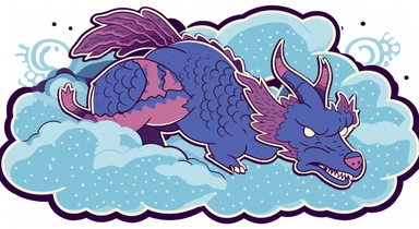 clouds dragon royalty free vector art, clipart, and icons, in the style of light navy and purple, contemplative absurdity, abstract cats, japanese folklore-inspired art, light gray and light blue, pop art graphic style, creative commons attribution