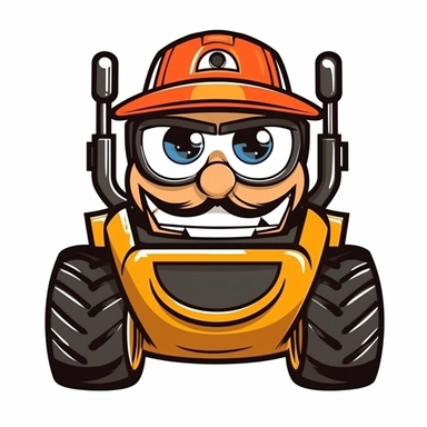 happy cute Tractor Mechanic face, cartoon, clipart, mascot, isolated on white background