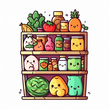 clipart of a grocery shop kawaii style white background