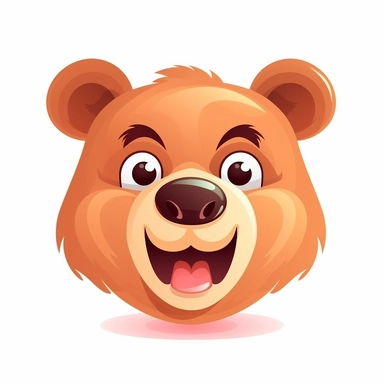 fantasy happy cute bear face, cartoon, clipart, mascot, isolated on white background