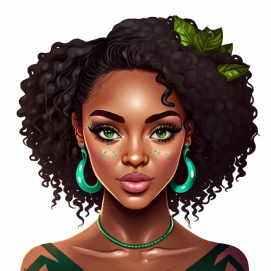 Beautiful body, Black Woman African American Female Nubian Queen Lady Cartoon Character Girl Head Face Portrait Cute Hair Curl Big Green Eyes Lola beautiful Legs Fashion clipart, no captions