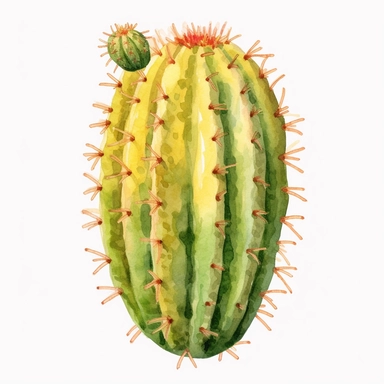 create a hand drawn watercolor clipart of a cactus, white background, 4k