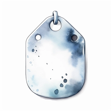 Watercolor dog tag clipart, white isolated background, space out, hd