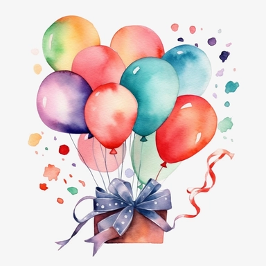 create a clipart of a happy birthday banner, watercolor, mix of vibrant and pastel colors, realistic, against a white background