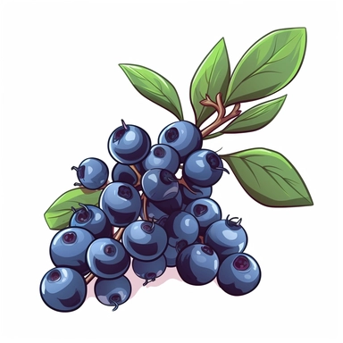 single blueberry clipart illustration, white background,
