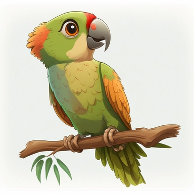 cartoon of mutt mixed parrot, cute, funny, clipart style, vector style, white background
