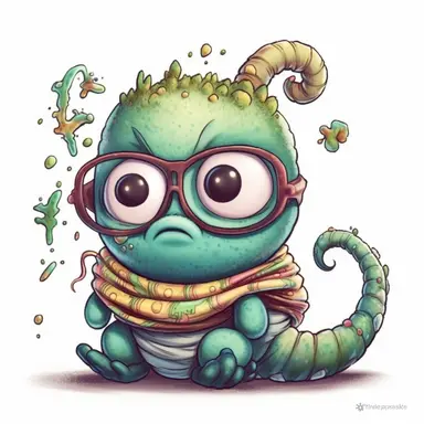 kawaii adorable fantasy worm wearing cute glasses, nursery art, clipart image, line art image, white background, inspired by yoshitaka amano art, very detailed, 8k