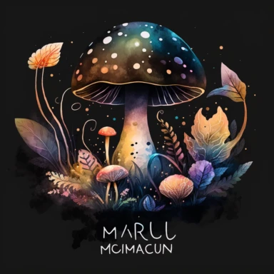 watercolor magic mushroom clipart, dark fantasy