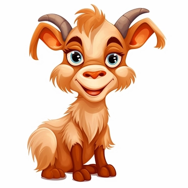 cute cartoon goat clipart on white background