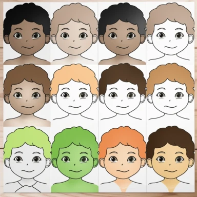 blank clipart face template, gender neutral, race neutral
