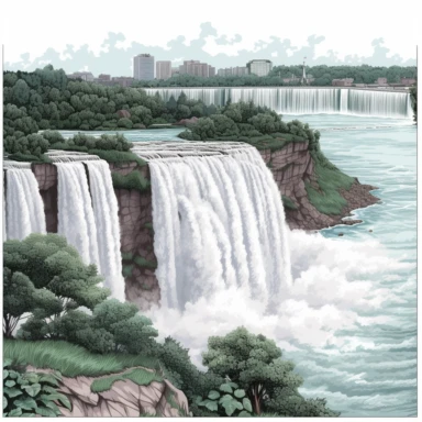 Niagara Falls landscape , 8K quality, ultra detailed clipart, without signature and without meaningless lines, clipart, white background, High Quality clipart, no writting background, no writting