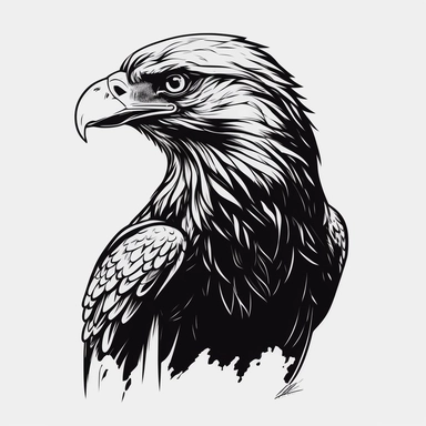 simple outline of an eagle, clipart, flat 2d vector, minimalist, black and white, kids cartoon, svg cut file, line art drawing