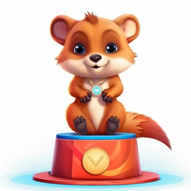 a cute clipart with a victorious Red Panda on an olympic Podium. Second place goes to a quokka and on the third place is a dikdik