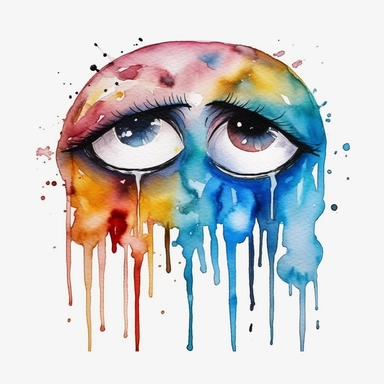 Watercolor crying emoji, Clipart hd, isolated on white background