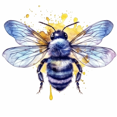 Watercolor Honey Bee Clipart, spring garden bee and honey drips clip art