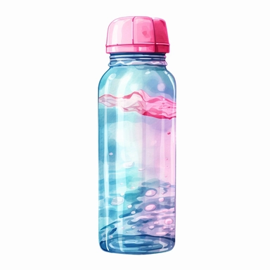 a single clipart image png graphic of a Realistic Painting Clipart Cute Water Tumbler Bottle PNG Illustration
