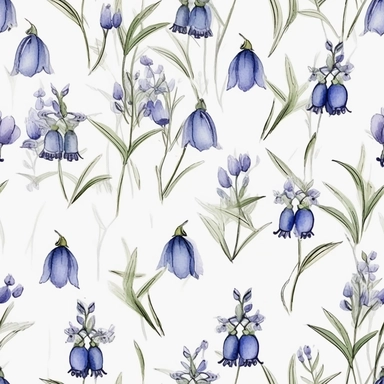 hand drawn vintage neutral boho bluebell floral, clipart, white background,