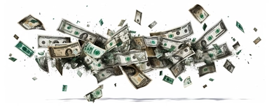 dollar bills fallin clipart, white background