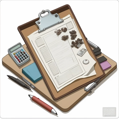 clipart of a clipboard with lots of items checked off on a white background
