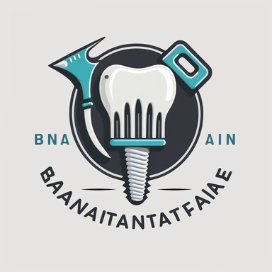 dental equipment repair logo using tooth that turns into a screw with a wrench and screw driver behind the tooth screw, clipart logo style, white background, flat,