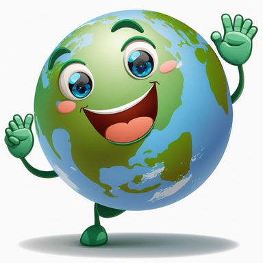 happy smilling globe clipart waving hand