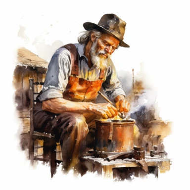 clipart, blacksmith, old west, watercolor