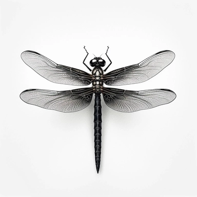 black dragonfly clipart, white background
