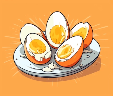 an boiled egg close up clipart, in the style of light orange and light gray, bold use of line, graphic novel-inspired, shin hanga, piles/stacks, vibrant use of light and shadow, bold and angular,white background