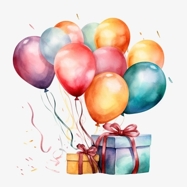 create a clipart of a happy birthday banner, watercolor, mix of vibrant and pastel colors, realistic, against a white background