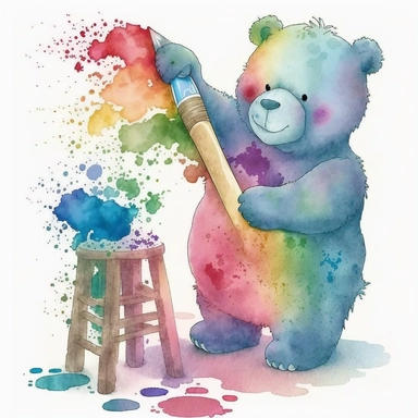 watercolor clipart of Care bear