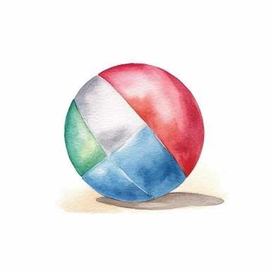 Watercolor clip art on white background, Beach ball, soft pastel, vintage, cinematic, dramatic, ultra realism,4k, very detailed, white background,