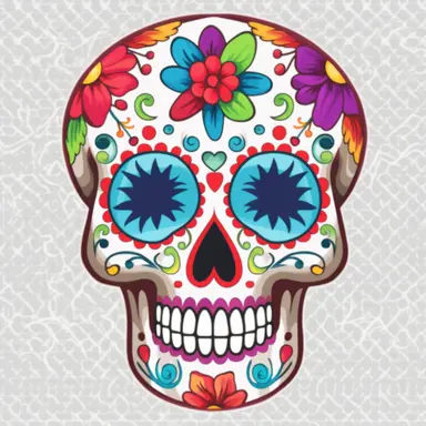 Colorful Sugar Skull PNG Day of the Dead PNG file sublimation cartoon full body,Clipart PNG, Transparent
