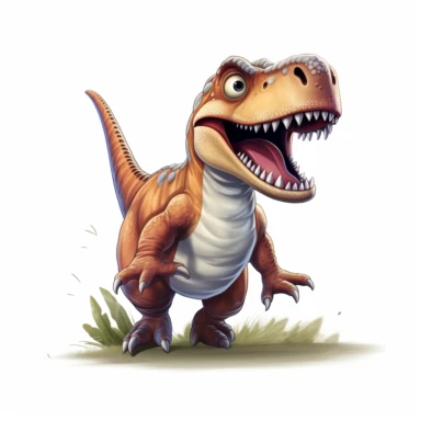 clipart, cartoon Tyrannosaurus rex , in the style of imax, playful and lighthearted compositions, childlike innocence and charm, uhd image, realistic and hyper-detailed renderings, movie still, utilizes, white background