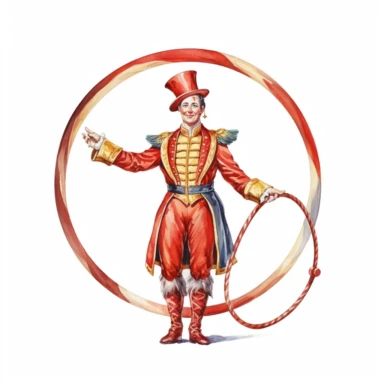 watercolor, illustration clipart of a circus ring leader, isolated on a white background