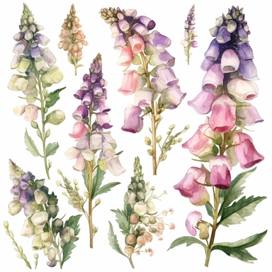 watercolor clipart foxgloves