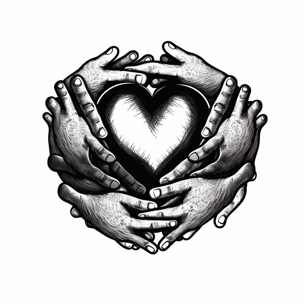 black and white heart clipart