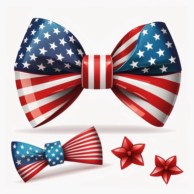 4th of july, independence day, stars and stripes, bow tie, vector, clipart, no shadows,