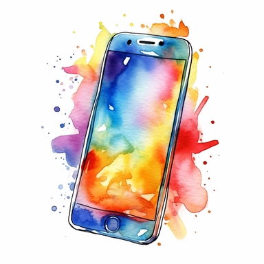 watercolor clipart of one single smart phone