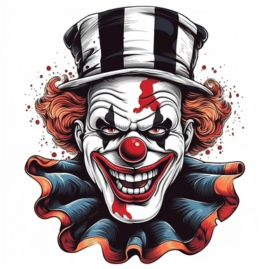 Spooky Clown Terrifier Halloween Clipart isolated on white background