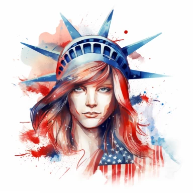Clipart Watercolor Happy 4th of July, white background