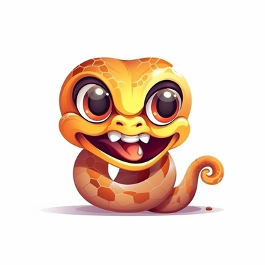 fantasy happy cute cobra face, cartoon, clipart, mascot, isolated on white background