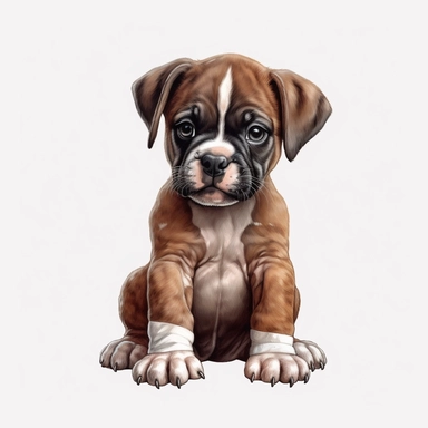 Boxer puppy, Clipart, Digital art, disney style, hyperdetailed, 1080p, Ultra-HD no background