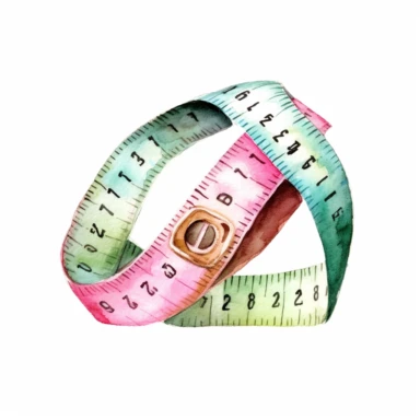 watercolor Vintage measuring tape, pink and mint, high quality, clipart, white background