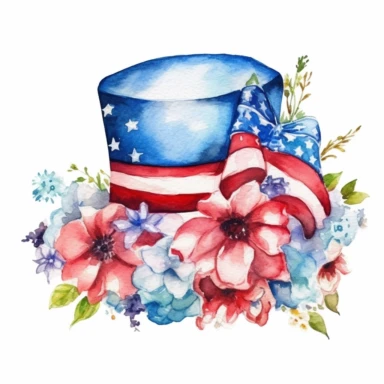 watercolor happy memorial day clip art, white background