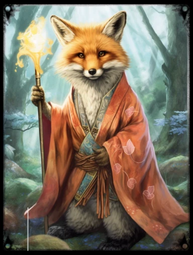 tarot card with red fox Cub as Jedi master, clipart png, WHITE BACKGROUND, photorealistic, painting, watercolor, 8k, ultra details,