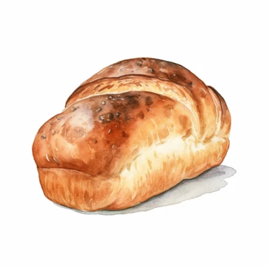 a beautiful loaf of bread, watercolor, white background, clipart style