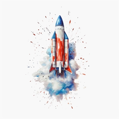 firework rocket, in the style of fourth of july realistic and hyper-detailed watercolor painting, sketchfab, ahmed morsi, realistic watercolor paintings, use of common materials, handcrafted designs clipart red white and blue with white background