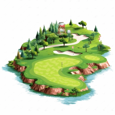 clip art, golf course, white background